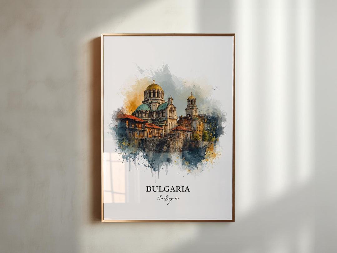 Bulgaria Wall Art, Bulgaria Print, Bulgaria Watercolor Art, Bulgaria Country Gift, Travel Print, Travel Poster, Housewarming Gift