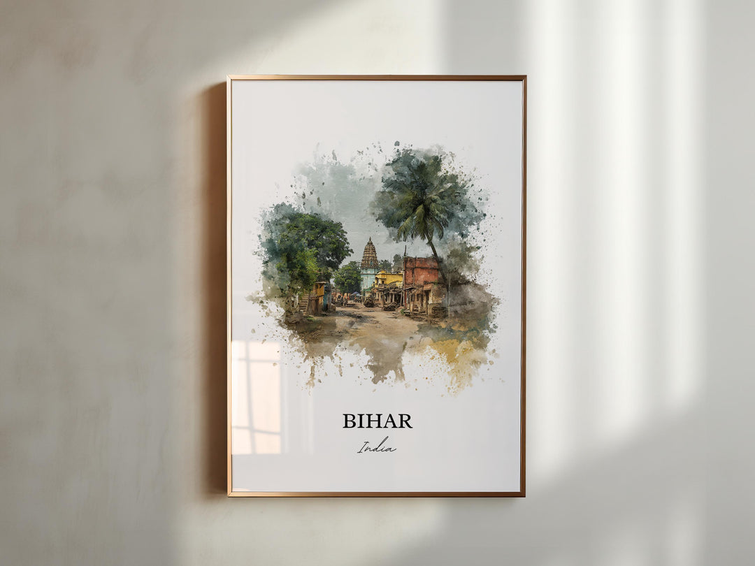 Bihar India Wall Art, Bihar India Print, Bihar Watercolor Art, Bihar India Gift, India Travel Print, Travel Poster, Housewarming Gift