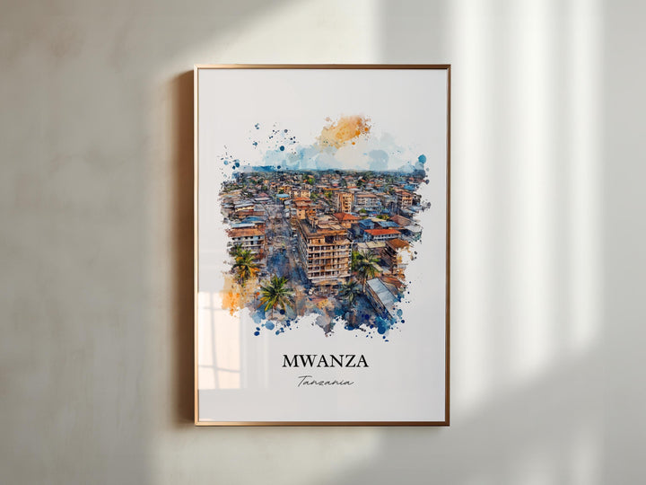 Mwanza Wall Art, Tanzania Print, Tanzania Watercolor Art, Mwanza Tanzania Gift, Travel Print, Travel Poster, Housewarming Gift