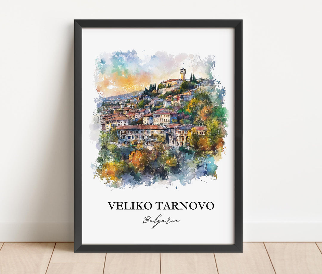 Veliko Tarnovo Wall Art, Bulgaria Print, Bulgaria Watercolor Art, Veliko Tarnovo Gift, Travel Print, Travel Poster, Housewarming Gift