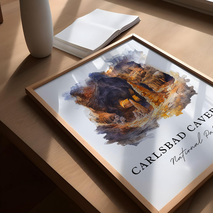 Carlsbad Caverns Art, Eddy County NM Print, Carlsbad NM Artwork, New Mexico Caverns Gift,