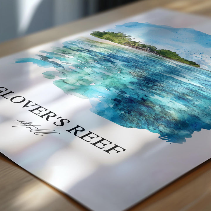 Glovers Reef Wall Art, Belize Print, Belize Watercolor Art, Glovers Reef Gift, Travel Print, Travel Poster, Housewarming Gift