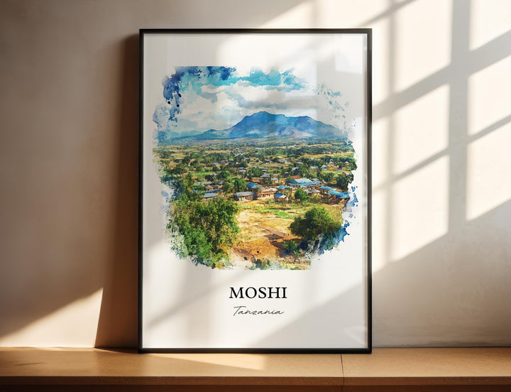 Moshi Tanzania Wall Art, Tanzania Print, Tanzania Watercolor Art, Moshi Gift, Travel Print, Travel Poster, Housewarming Gift