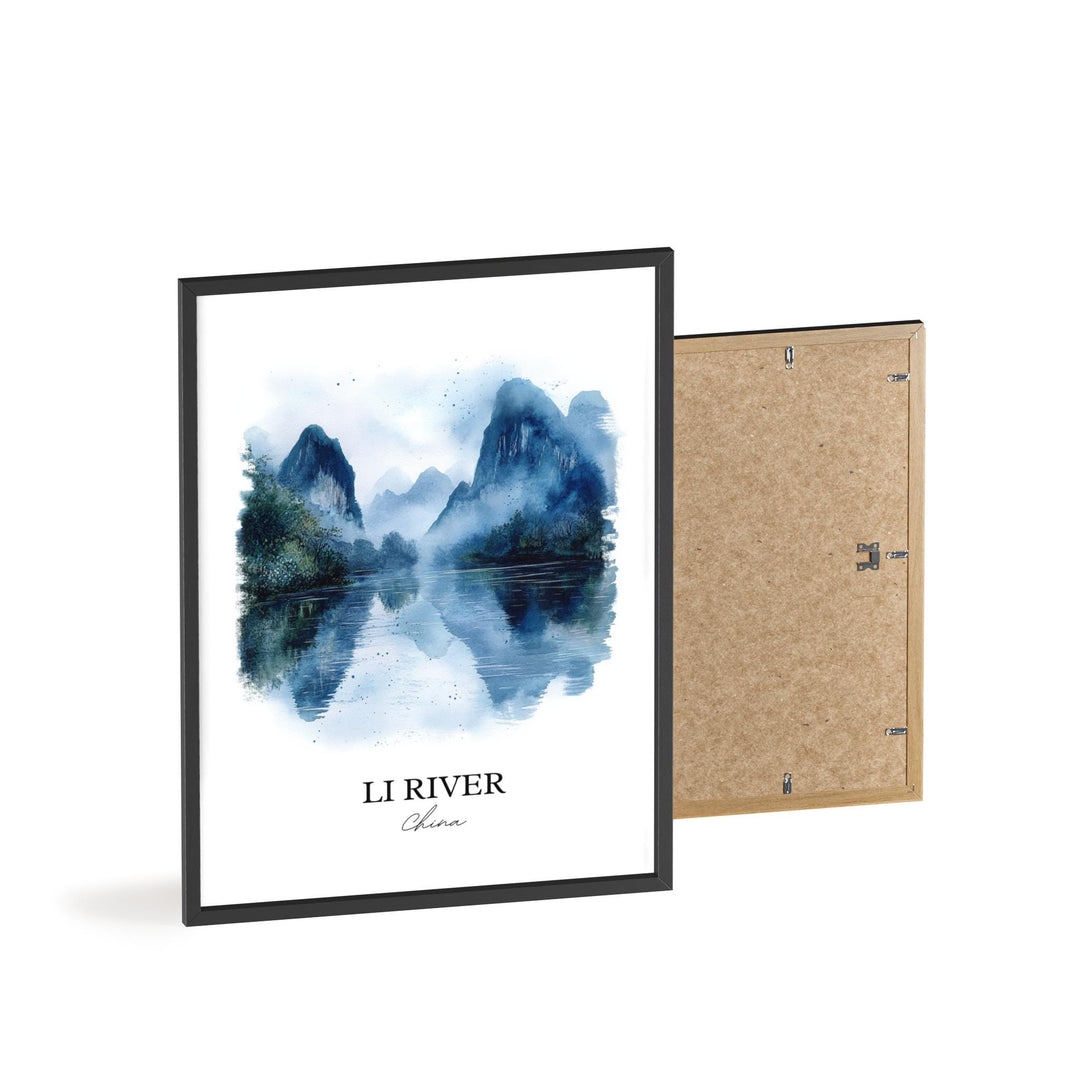 Li River Wall Art, Guangxi China Print, China Watercolor Art, Li River China Gift, Travel Print, Travel Poster, Housewarming Gift