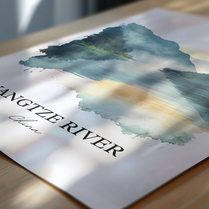 Yangtze River Wall Art, Yangtze River Print, China Watercolor Art, Yangtze River Gift, Travel Print, Travel Poster, Housewarming Gift