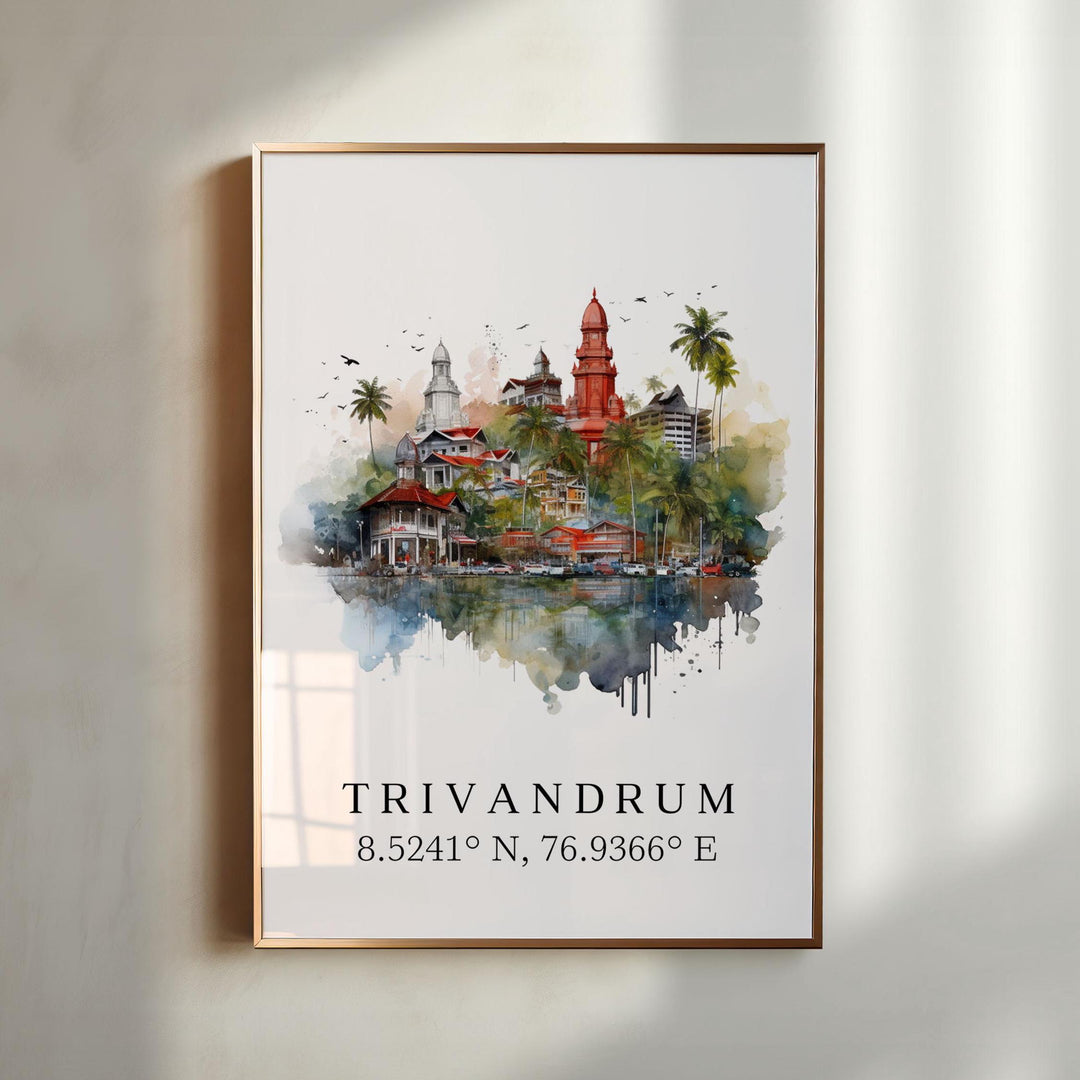 Trivandrum India wall art - India, Trivandrum poster, Trivandrum Wedding gift, Birthday present, Custom Text, Personalised Text