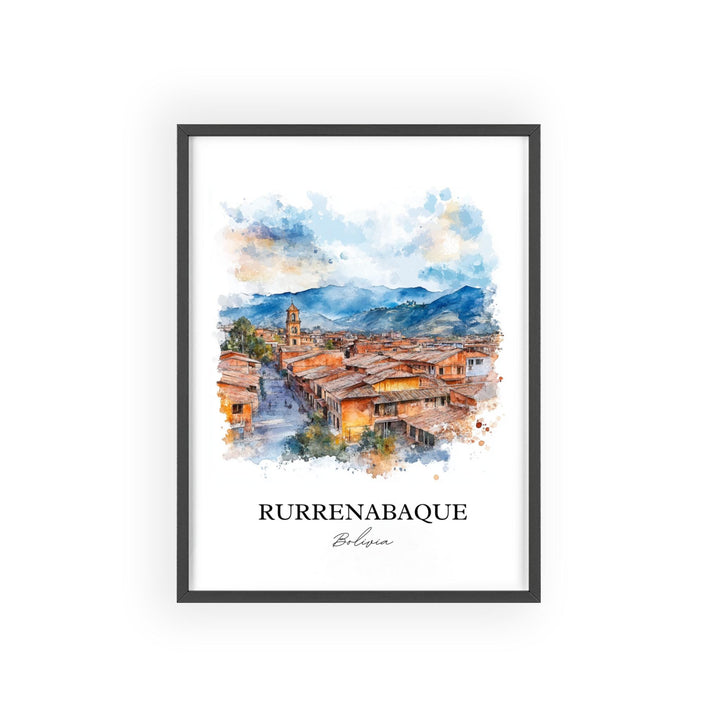 Rurrenabaque Wall Art, Beni River Print, Bolivia Watercolor Art, Rurrenabaque Bolivia Gift, Travel Print, Travel Poster, Housewarming Gift