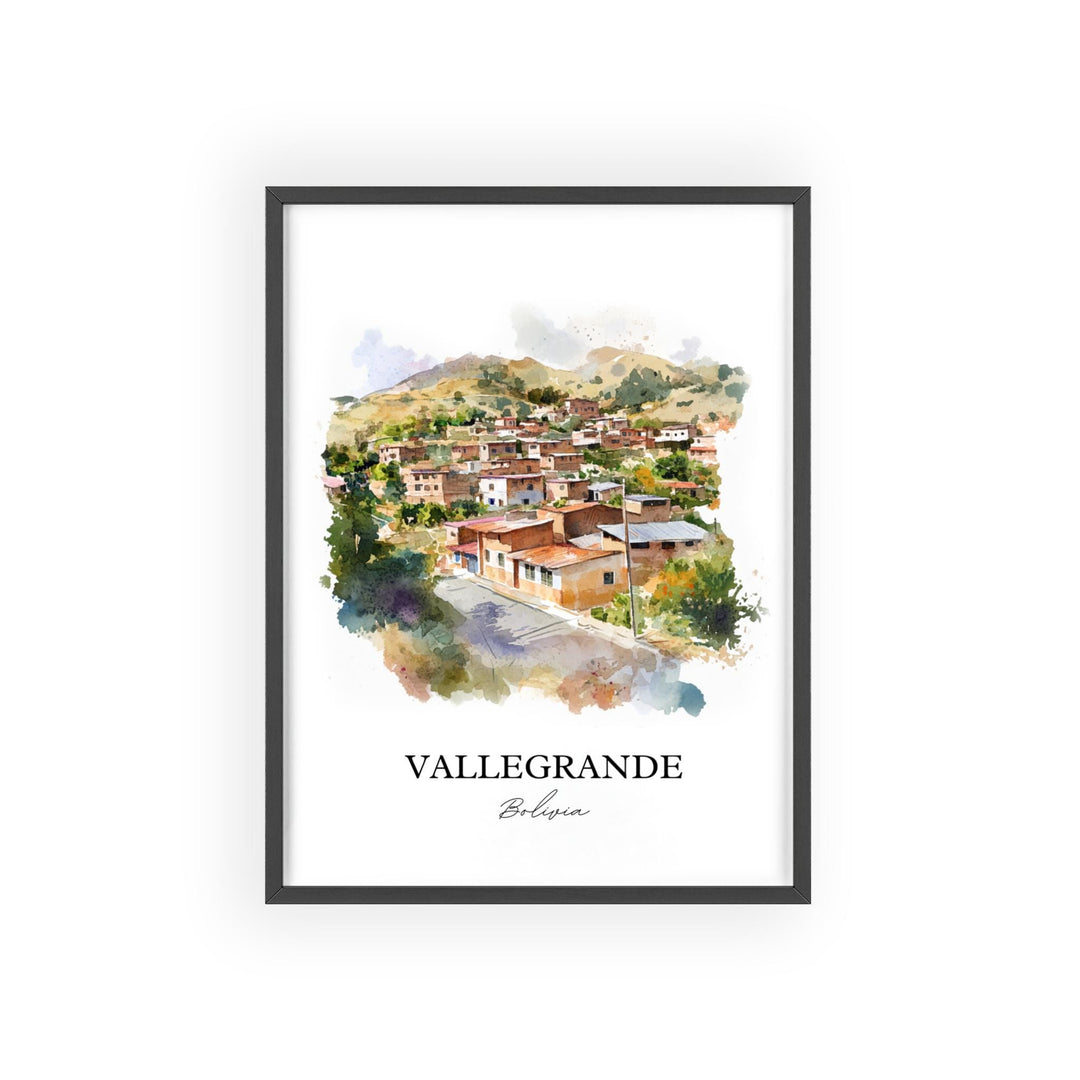 Vallegrande Wall Art, Bolivia Print, Bolivia Watercolor Art, Vallegrande Bolivia Gift, Travel Print, Travel Poster, Housewarming Gift