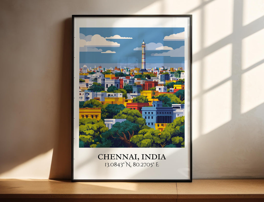 Chennai Art, Chennai India Retro Travel Art, Chennai Home Decor, Chennai India Gift, India Travel Art, Travel Prints, Housewarming Gift