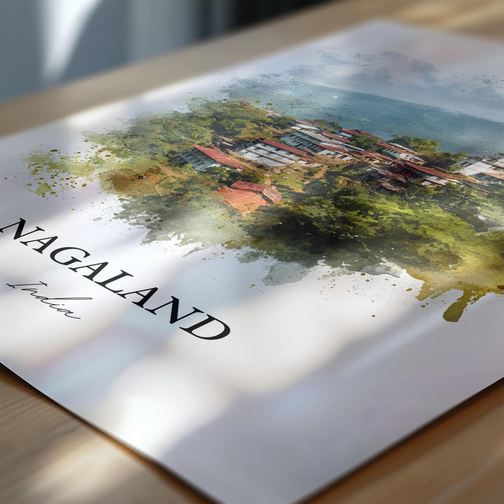 Nagaland India Wall Art, Nagaland India Print, India Watercolor Art, Nagaland India Gift, Travel Print, Travel Poster, Housewarming Gift