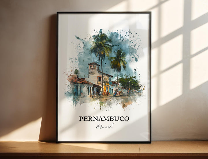 Pernambuco Brazil Wall Art, Pernambuco Print, Pernambuco Watercolor Art, Pernambuco Gift, Travel Print, Travel Poster, Housewarming Gift