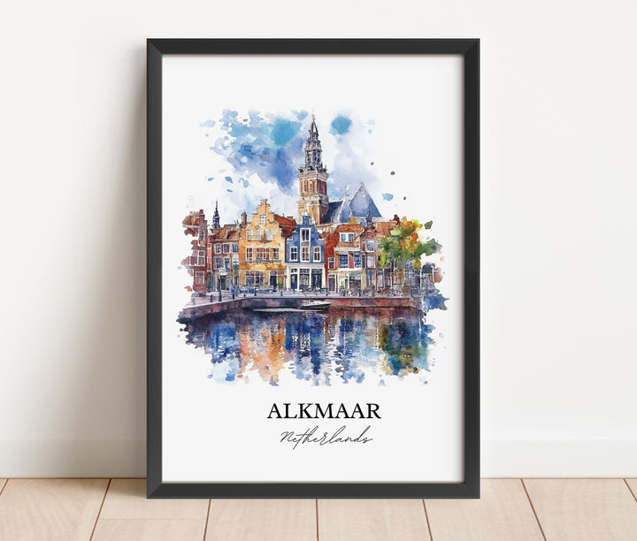 Alkmaar Wall Art, North Holland Print, Netherlands Watercolor Art, Alkmaar Gift, Travel Print, Travel Poster, Housewarming Gift