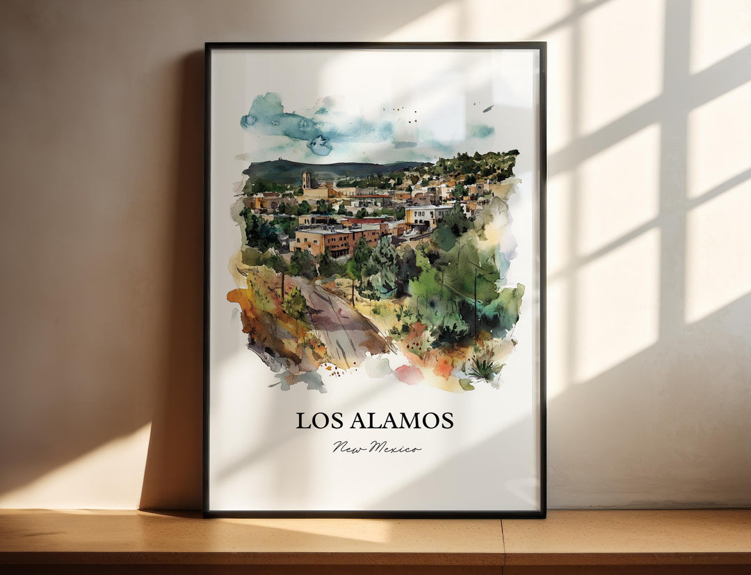 Los Alamos NM Wall Art, New Mexico Print, New Mexico Watercolor Art, Los Alamos NM Gift, Travel Print, Travel Poster, Housewarming Gift