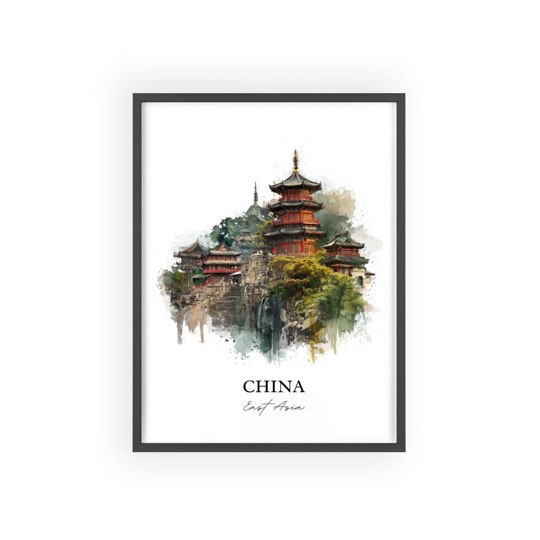 China Wall Art, China Print, China Watercolor Art, China Country Gift, Travel Print, Travel Poster, Housewarming Gift