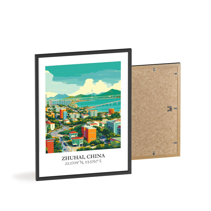 Zhuhai China Art, Zhuhai Retro Travel Art, Zhuhai Home Decor, Zhuhai Gift, China Travel Art, Travel Prints, Housewarming Gift