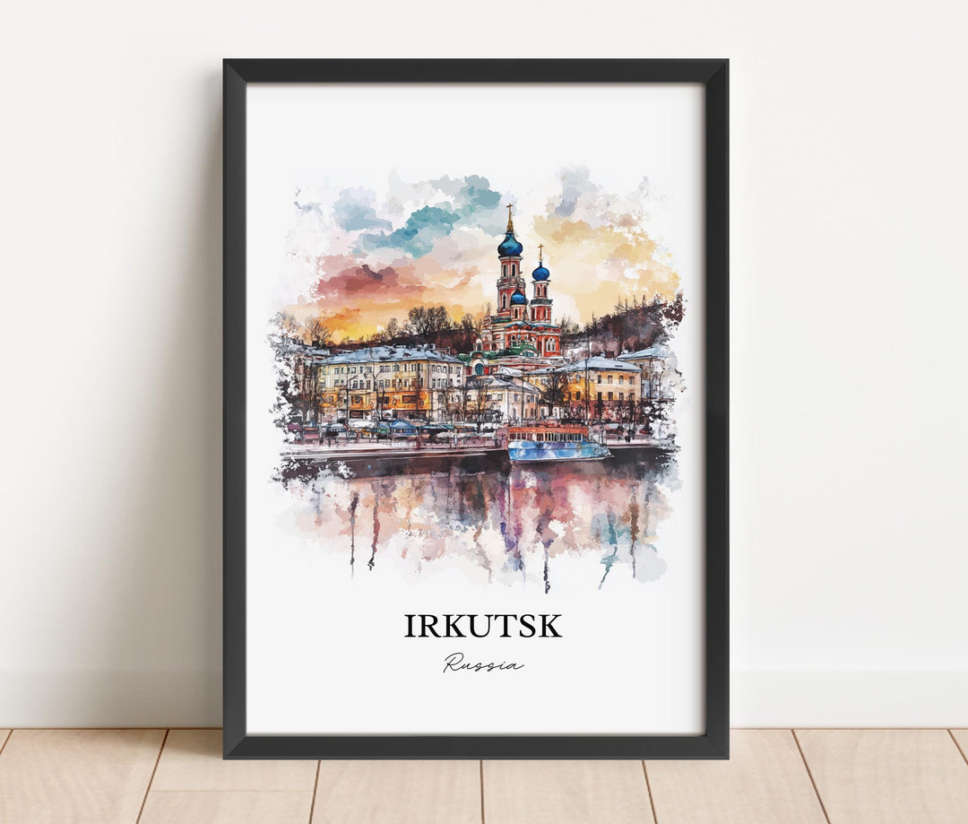 Irkutsk Wall Art, Oblast Region Print, Russia Watercolor Art, Irkutsk Russia Gift, Travel Print, Travel Poster, Housewarming Gift