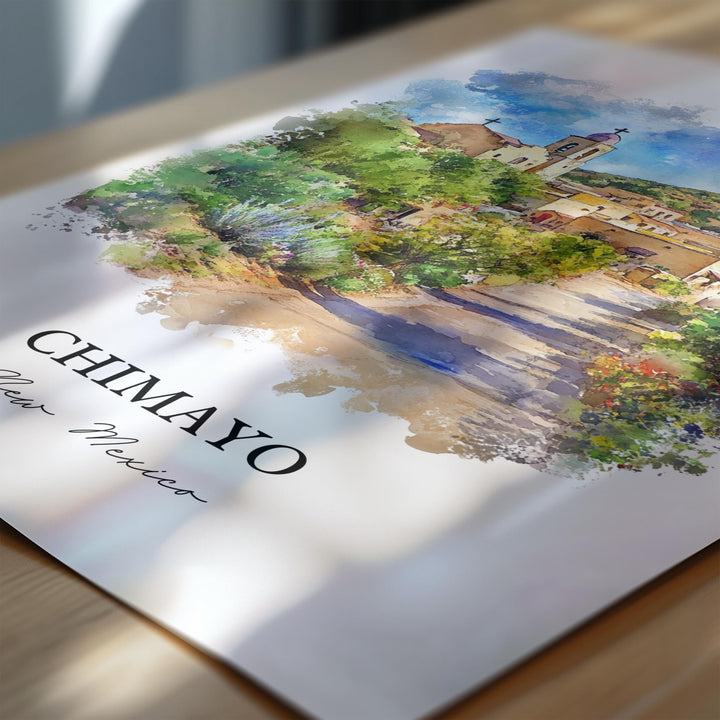 Chimayo NM Wall Art, Santa Fe NM Print, New Mexico Watercolor Art, Chimayo Gift, Travel Print, Travel Poster, Housewarming Gift
