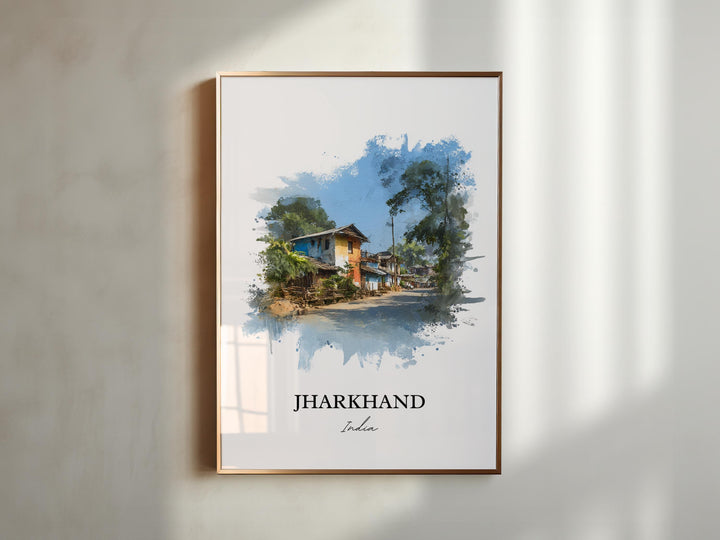 Jharkhand India Wall Art, Jharkhand Print, Jharkhand Watercolor Art, India Gift, India Travel Print, Travel Poster, Housewarming Gift