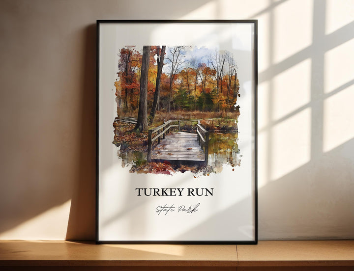 Turkey Run State Park Art, Marshall Indiana Print, Indiana Watercolor, Turkey Run Park Gift, Travel Print, Travel Poster, Housewarming Gift