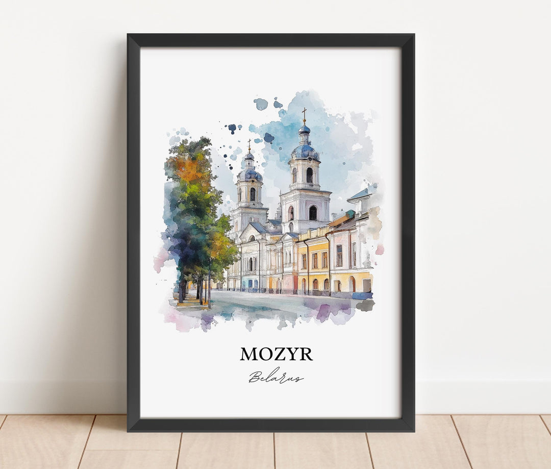 Mozyr Wall Art, Belarus Print, Belarus Watercolor Art, Mozyr Belarus Gift, Travel Print, Travel Poster, Housewarming Gift