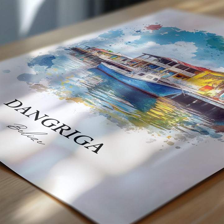 Dangriga Wall Art, Belize Print, Belize Watercolor Art, Dangriga Belize Gift, Travel Print, Travel Poster, Housewarming Gift