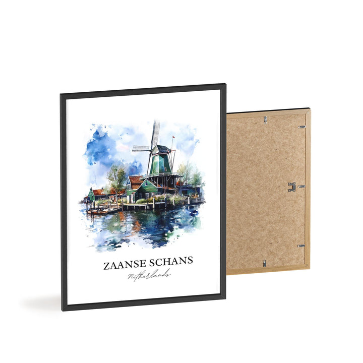 Zaanse Schans Wall Art, Zaandam Print, Netherlands Watercolor Art, Zaanse Schans Gift, Travel Print, Travel Poster, Housewarming Gift