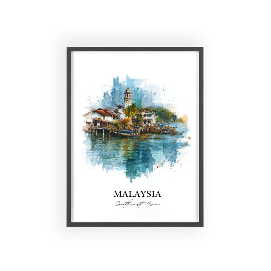 Malaysia Wall Art, Malaysia Print, Malaysia Watercolor Art, Malaysia Country Gift, Travel Print, Travel Poster, Housewarming Gift