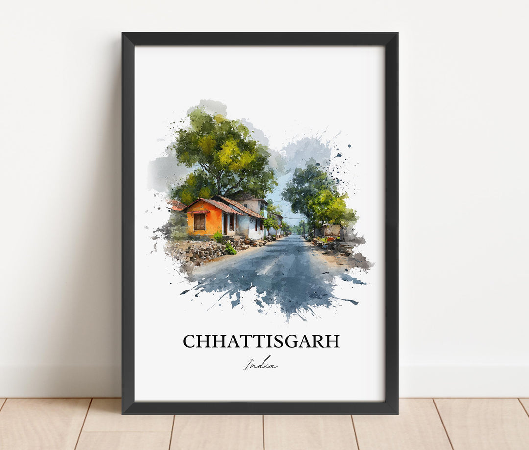 Chhattisgarh India Wall Art, Chhattisgarh Print, Chhattisgarh Watercolor, Chhattisgarh Gift, Travel Print, Travel Poster, Housewarming Gift