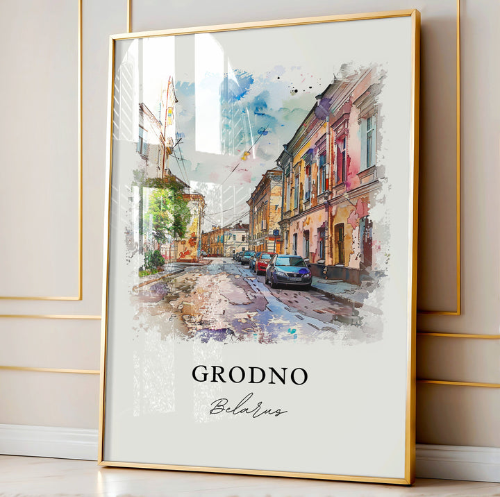 Grodno Belarus Wall Art, Grodno Print, Grodno Watercolor, Grodno Belarus Gift, Travel Poster, Housewarming Gift