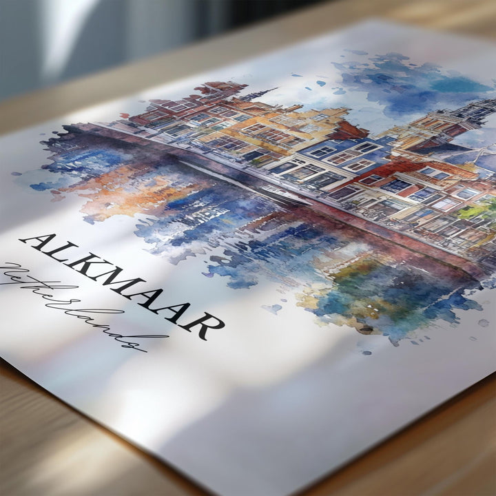 Alkmaar Wall Art, North Holland Print, Netherlands Watercolor Art, Alkmaar Gift, Travel Print, Travel Poster, Housewarming Gift