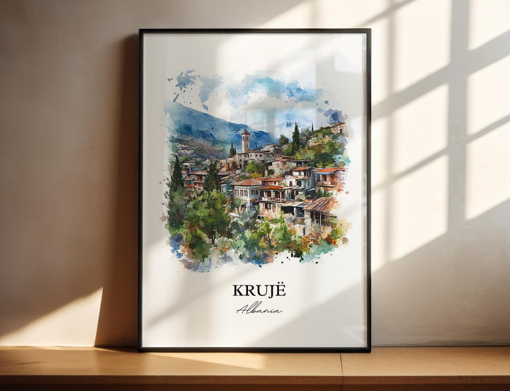 Krujë Albania Wall Art, Mount Krujë Print, Albania Watercolor Art, Krujë Albania Gift, Travel Print, Travel Poster, Housewarming Gift
