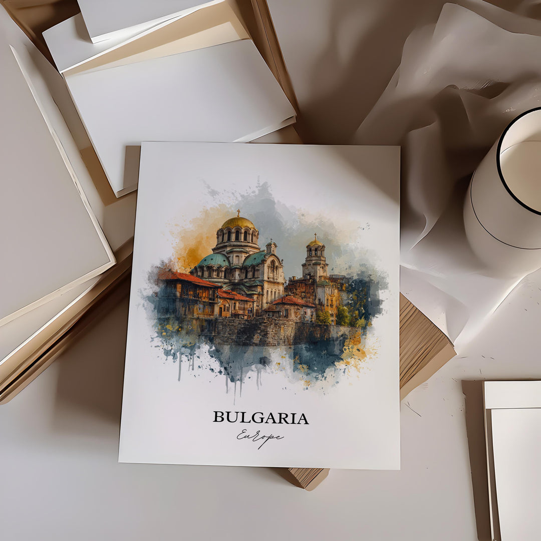 Bulgaria Wall Art, Bulgaria Print, Bulgaria Watercolor Art, Bulgaria Country Gift, Travel Print, Travel Poster, Housewarming Gift