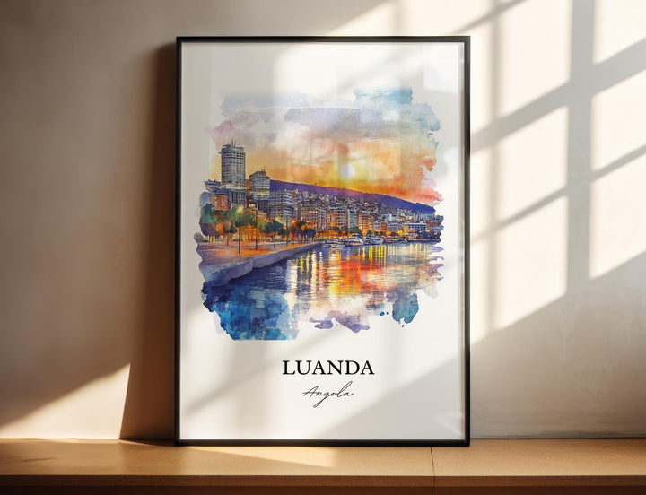 Luanda Wall Art, Luanda Angola Print, Angola Watercolor Art, Luanda Angola Gift, Travel Print, Travel Poster, Housewarming Gift