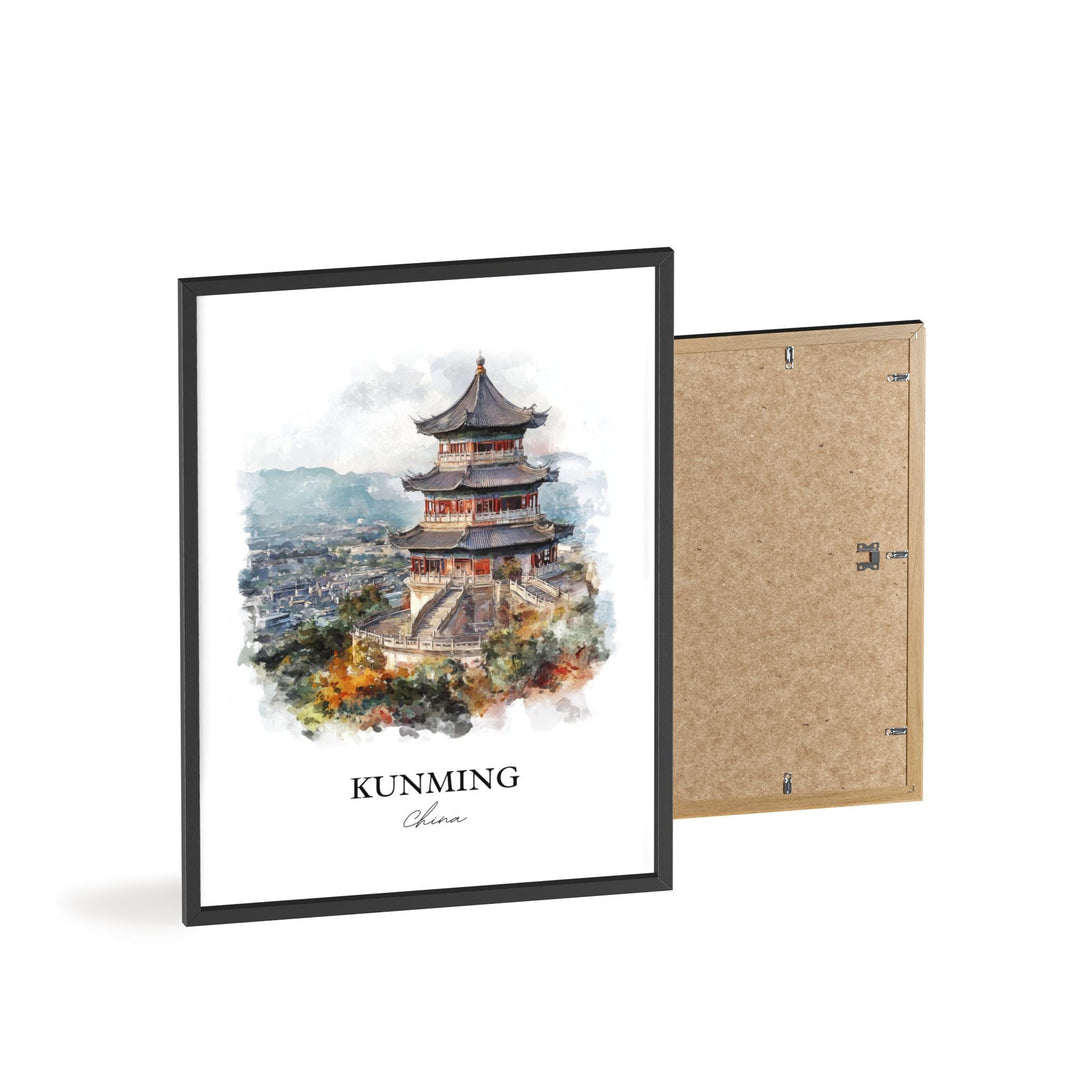 Kunming Wall Art, Yunnan Province Print, China Watercolor Art, Kunming China Gift, Travel Print, Travel Poster, Housewarming Gift