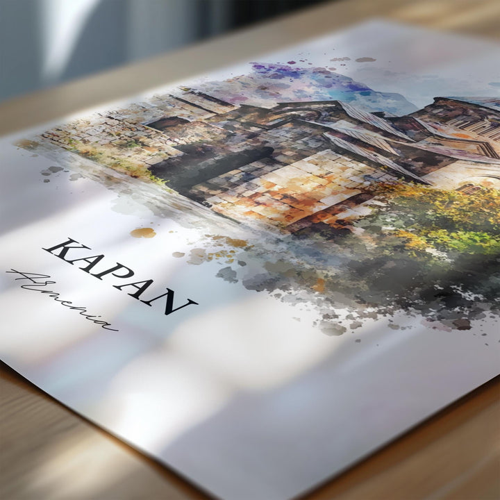 Kapan Armenia Wall Art, Syunik Province Print, Armenia Watercolor Art, Kapan Armenia Gift, Travel Print, Travel Poster, Housewarming Gift