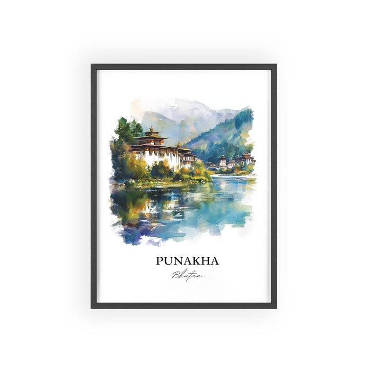 Punakha Wall Art, Punakha Dzong Print, Bhutan Watercolor Art, Punakha Gift, Travel Print, Travel Poster, Housewarming Gift