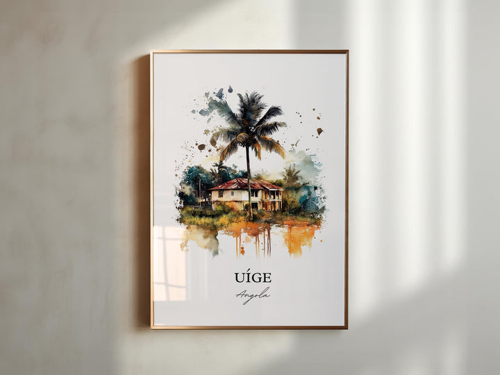 Uíge Angola Wall Art, Angola Print, Angola Watercolor Art, Uíge Gift, Travel Print, Travel Poster, Housewarming Gift