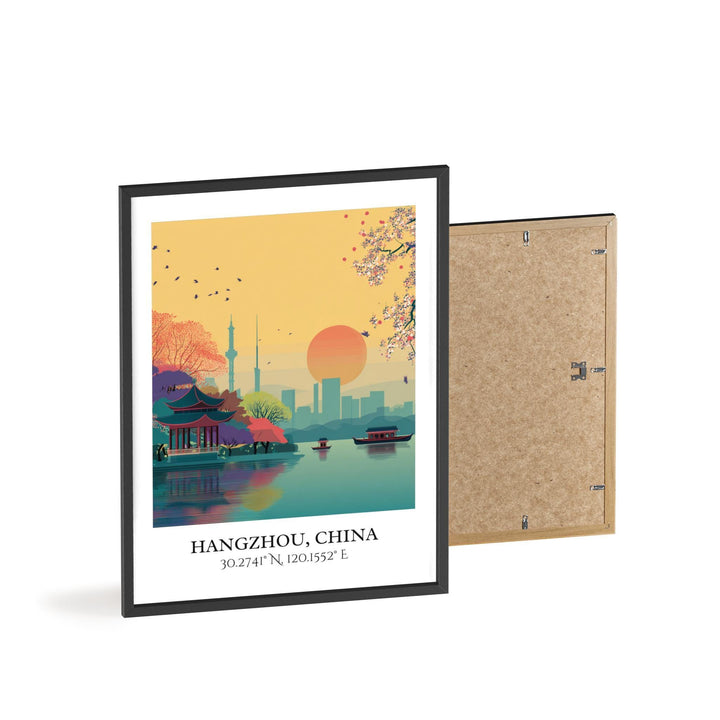 Hangzhou Art, Hangzhou Retro Travel Art, Hangzhou China Home Decor, Hangzhou Gift, China Travel Art, Travel Prints, Housewarming Gift