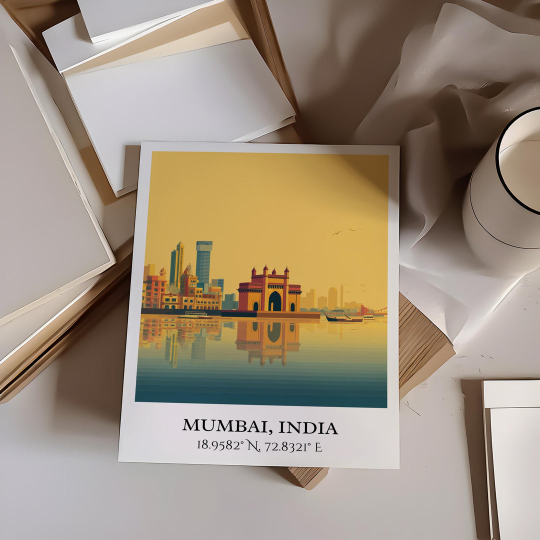 Mumbai Art, Mumbai Retro Travel Art, Mumbai Home Decor, Mumbai India Gift, India Travel Art, Travel Prints, Housewarming Gift
