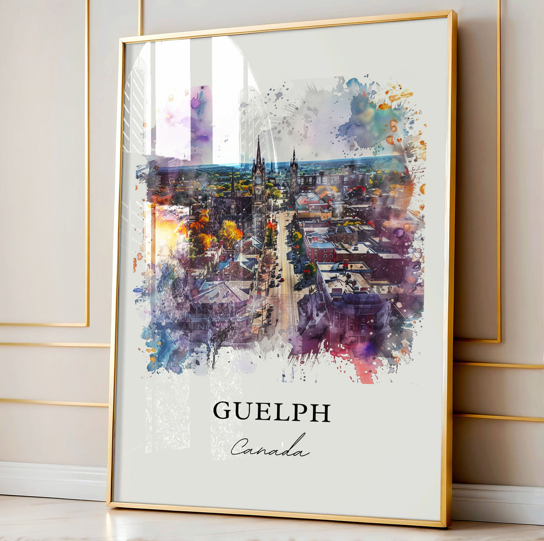 Guelph Wall Art, Guelph Ontario Print, Guelph Watercolor, Guelph Canada Gift, Travel Poster, Housewarming Gift