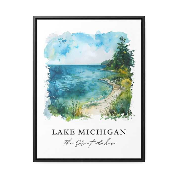 Lake Michigan Wall Art, Lake Michigan Print, The Great Lakes Watercolor, Great Lakes Gift,