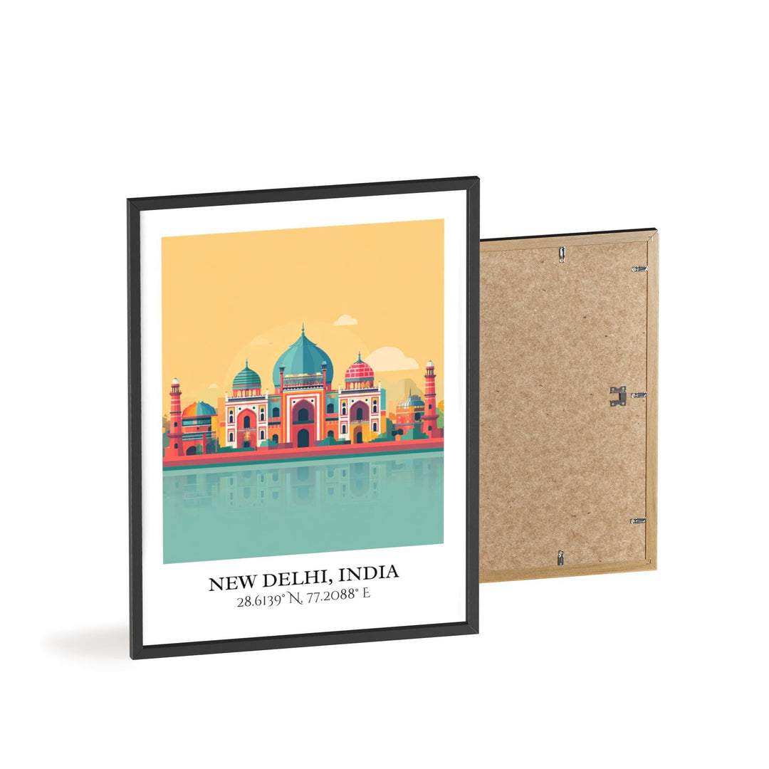 New Delhi Art, New Delhi Retro Travel Art, New Delhi India Home Decor, India Gift, India Travel Art, Travel Prints, Housewarming Gift