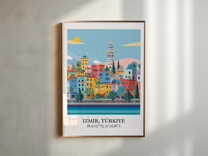Izmir Turkey Art, Izmir Retro Travel Art, Izmir Home Decor, Izmir Turkey Gift, Turkey Travel Art, Travel Prints, Housewarming Gift