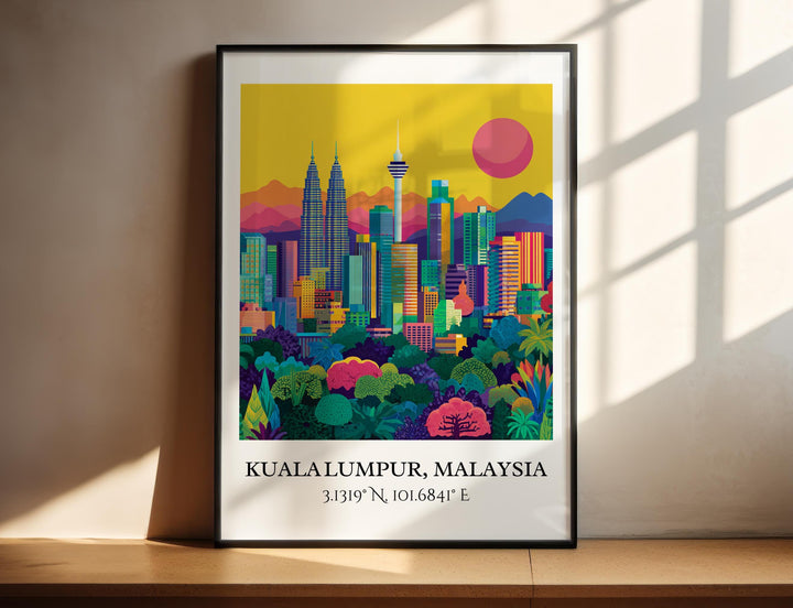 Kuala Lumpur Art, Kuala Lumpur Retro Travel Art, Kuala Lumpur Decor, Kuala Lumpur Gift, Malaysia Wall Art, Travel Prints, Housewarming Gift