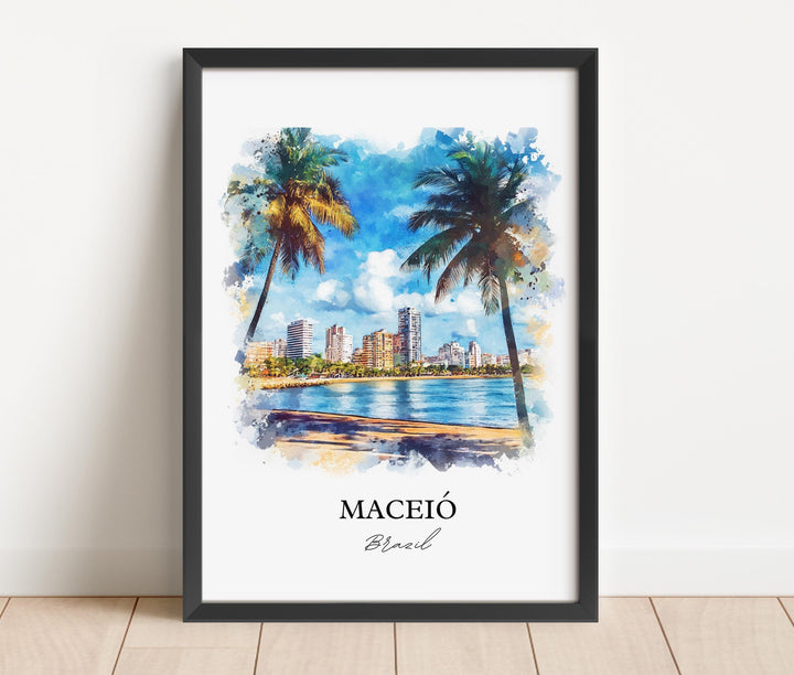 Maceió Wall Art, Brazil Print, Brazil Watercolor Art, Maceió Brazil Gift, Travel Print, Travel Poster, Housewarming Gift