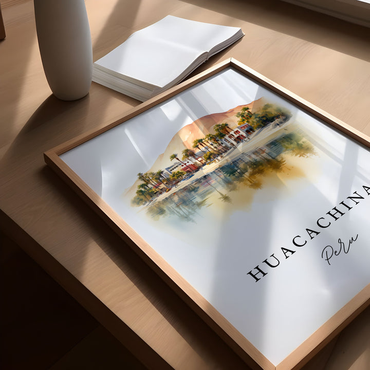 Huacachina Peru wall art - Peru, Huacachina poster print, Wedding gift, Birthday present, Custom Text, Perfect Gift