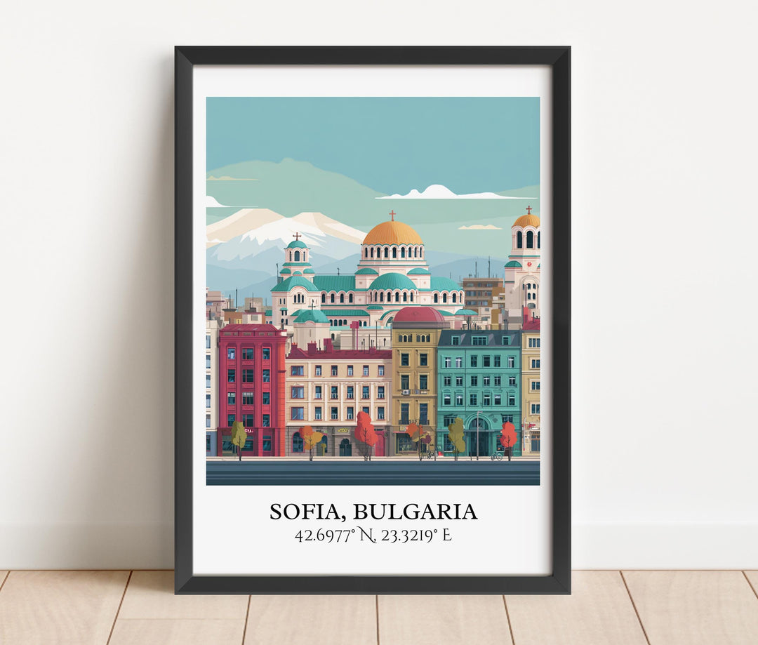 Sofia Bulgaria Art, Sofia Retro Travel Art, Sofia Bulgaria Home Decor, Bulgaria Gift, Bulgaria Travel Art, Travel Prints, Housewarming Gift