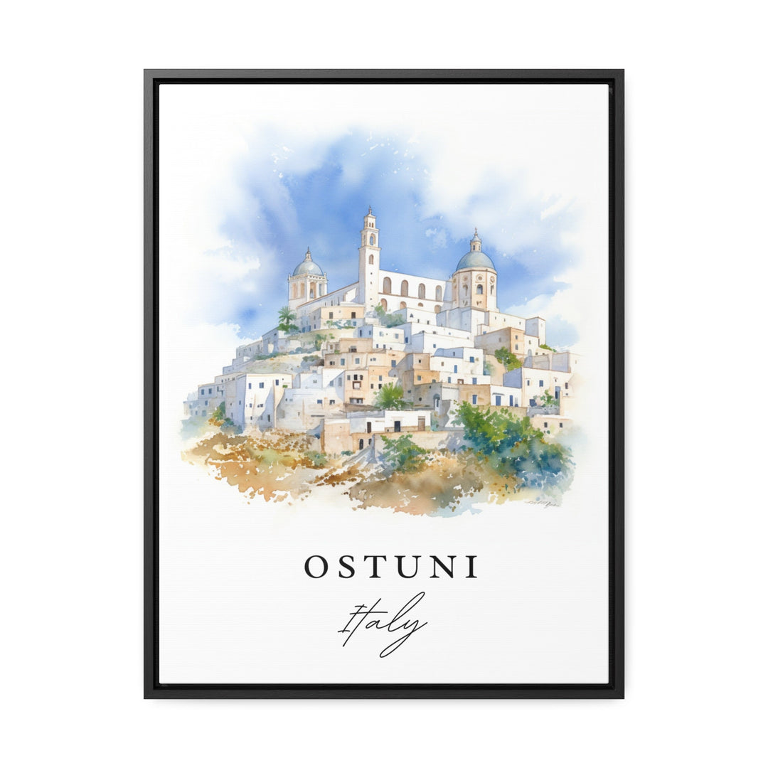 Ostuni traditional travel art - Italy, Ostuni poster print, Wedding gift, Birthday present, Custom Text, Perfect Gift