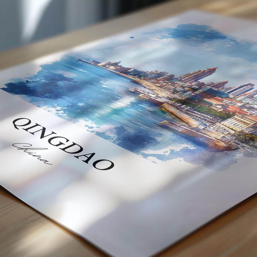 Qingdao Wall Art, Shandong Province Print, China Watercolor Art, Qingdao China Gift, Travel Print, Travel Poster, Housewarming Gift