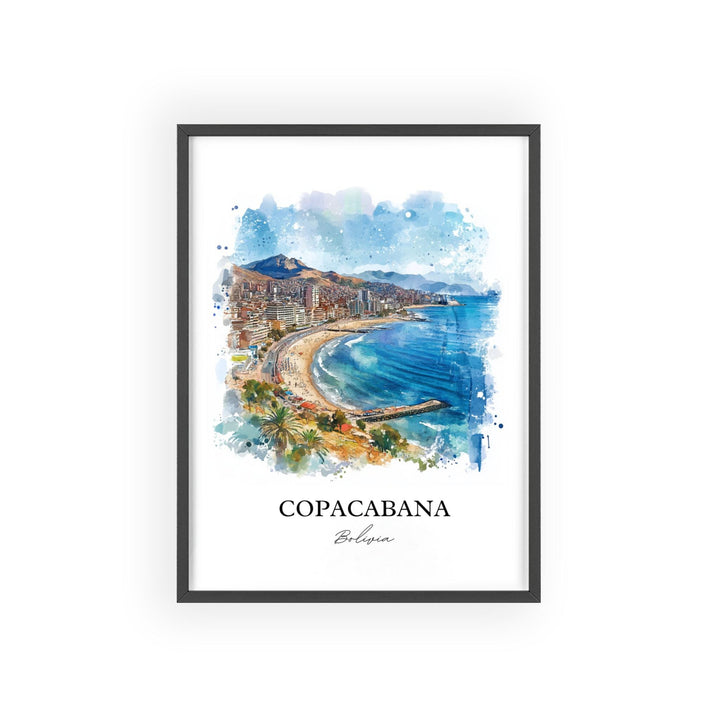 Copacabana Bolivia Wall Art, Lake Titicaca Print, Bolivia Watercolor Art, Lake Titicaca Gift, Travel Print, Travel Poster, Housewarming Gift